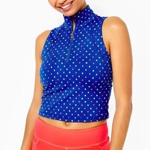 Lilly Pulitzer Luxletic Callie Half Zip Shirt NWT XL Borealis Blue UPF 50